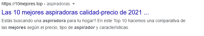 Ejemplo de Meta descripción