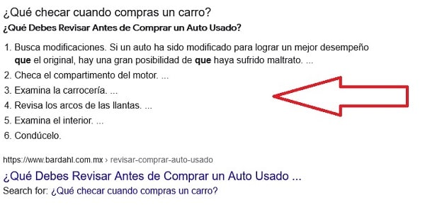 ejemplo de Google Snippet