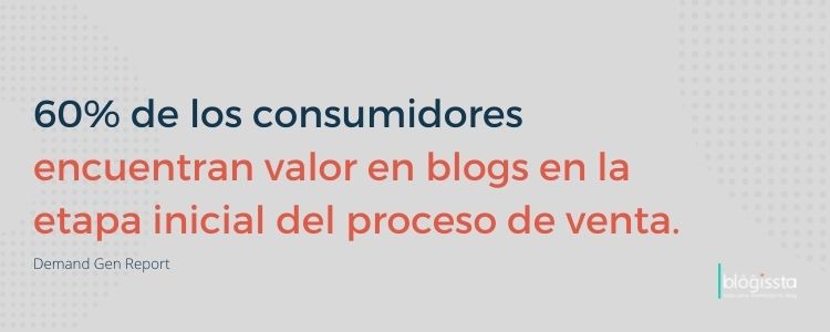 La mayoría de la gente acude a los blogs durante la primera etapa del proceso de compra. 